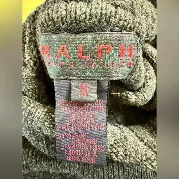 Rare Vintage Y2K 90s Ralph Ralph Lauren Lambs Wool Quilted Ribbed Winter Sweater - Picture 7 of 8